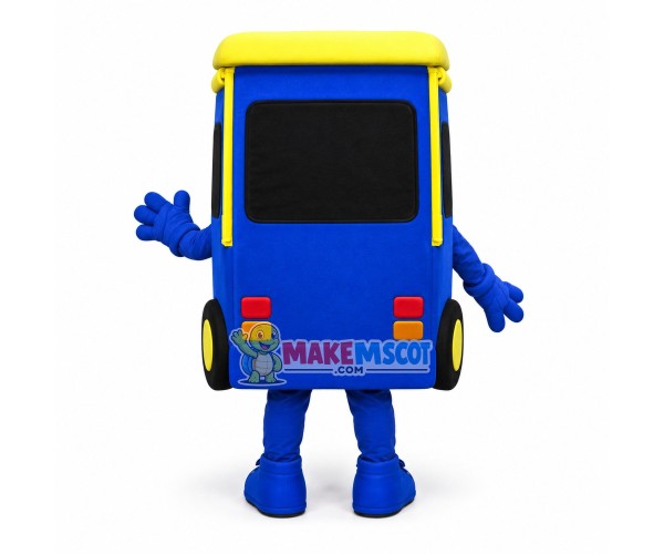 Small Capacity Blue School Bus Mascot Costume Small Capacity Blue School Bus Mascot Costume