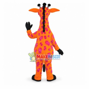 Tall Adult Giraffe With Pink Plaque Mascot Costume Tall Adult Giraffe With Pink Plaque Mascot Costume