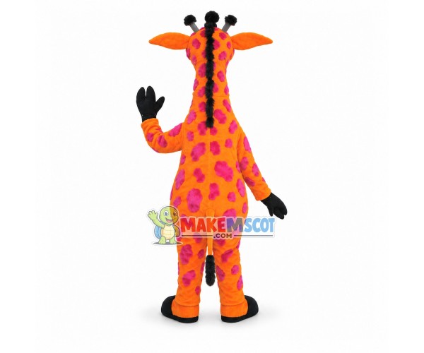 Tall Adult Giraffe With Pink Plaque Mascot Costume Tall Adult Giraffe With Pink Plaque Mascot Costume