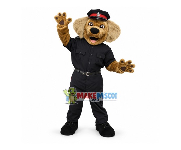 Conscientious Police Officer Dog In Uniform Mascot Costume