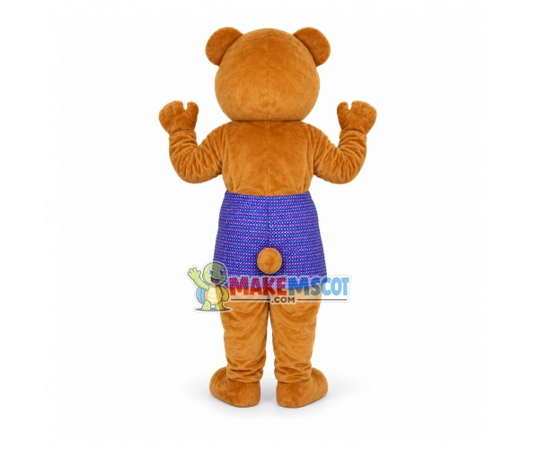 Mother Bear Mascot Costume With Purple Apron Mother Bear Mascot Costume With Purple Apron