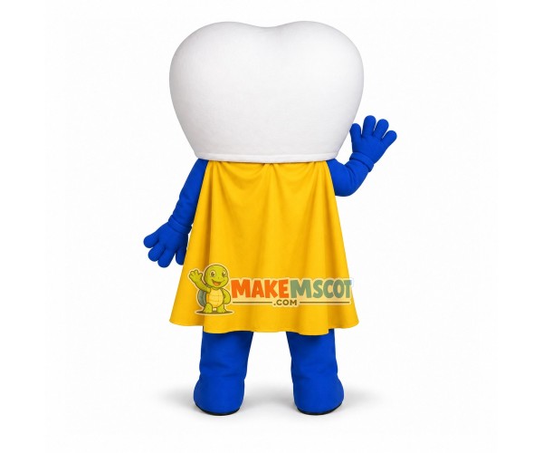 Tooth Superman With Blindfold Mascot Costume Tooth Superman With Blindfold Mascot Costume