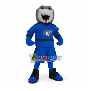 Fierce Python In The Blue Team Uniform Mascot Costume Fierce Python In The Blue Team Uniform Mascot Costume