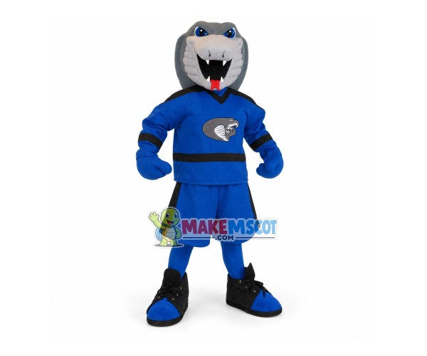 Fierce Python In The Blue Team Uniform Mascot Costume Fierce Python In The Blue Team Uniform Mascot Costume