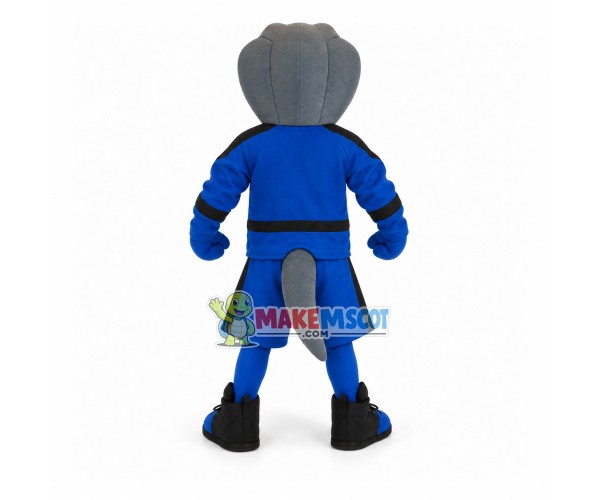 Fierce Python In The Blue Team Uniform Mascot Costume Fierce Python In The Blue Team Uniform Mascot Costume