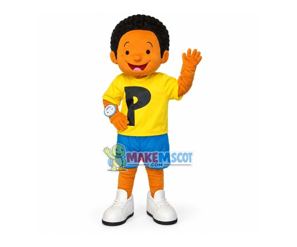 Curly Hair Sport Black Little Boy Mascot Costume Curly Hair Sport Black Little Boy Mascot Costume