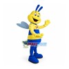 Lifesome Blue Bee With Happy Face Mascot Costume