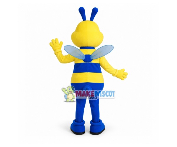 Lifesome Blue Bee With Happy Face Mascot Costume Lifesome Blue Bee With Happy Face Mascot Costume