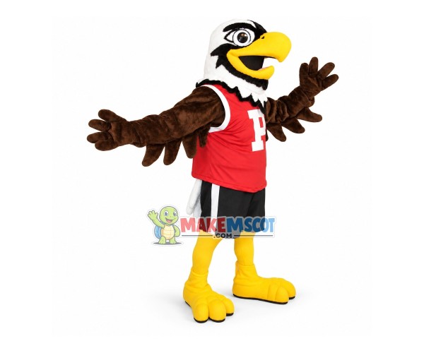 Power Eagle Wearing Red Vest Mascot Costume