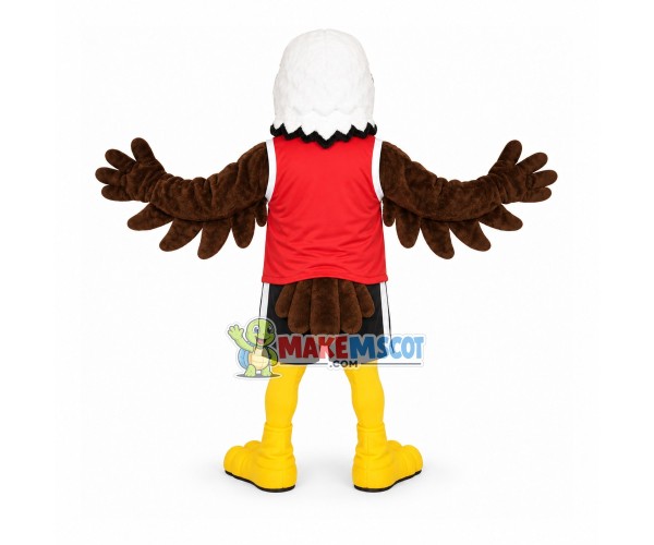 Power Eagle Wearing Red Vest Mascot Costume