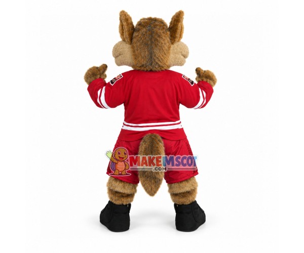 Flexible Furry Brown Wolf Mascot Sport Costume Flexible Furry Brown Wolf Mascot Sport Costume