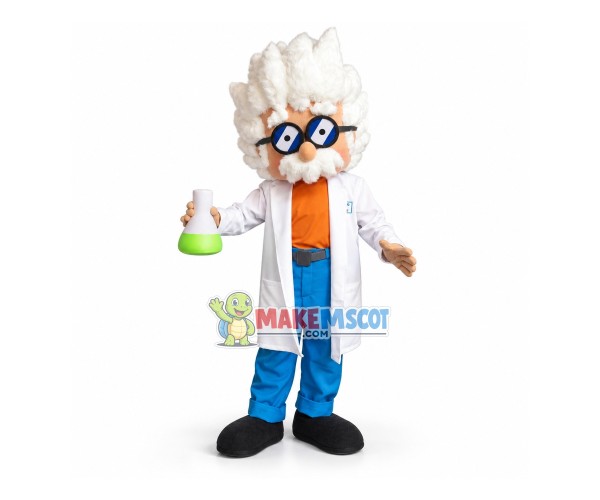 Gray-haired Scientist In The Laboratory Mascot Costume Gray-haired Scientist In The Laboratory Mascot Costume
