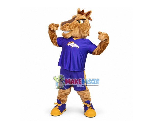 Strong Power Horse With Sport Set Mascot Costume Strong Power Horse With Sport Set Mascot Costume