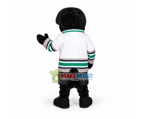Black Whale With Angry Face Mascot Costume Black Whale With Angry Face Mascot Costume