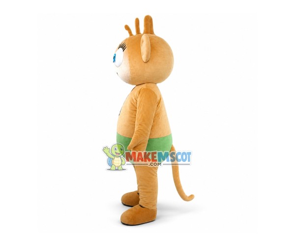 Jolly Monkey In Green Briefs Mascot Costume Jolly Monkey In Green Briefs Mascot Costume