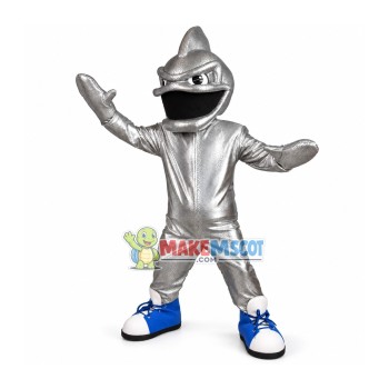 Silver Big Mouth Sea Fish Mascot Costume