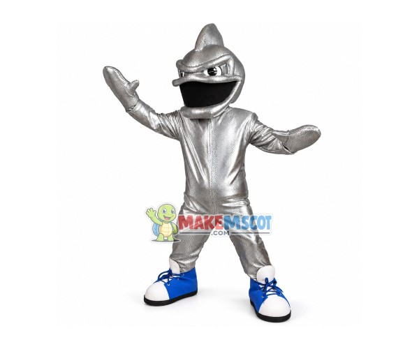Silver Big Mouth Sea Fish Mascot Costume Silver Big Mouth Sea Fish Mascot Costume