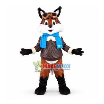 Professional Captain Fox In Leather Jacket Mascot Costume