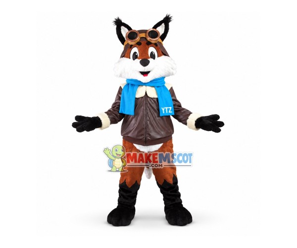 Professional Captain Fox In Leather Jacket Mascot Costume