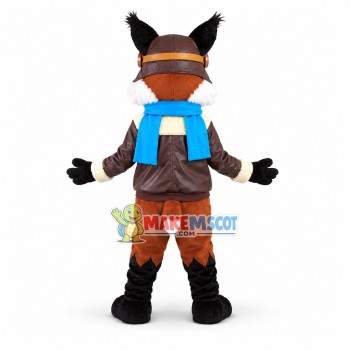 Professional Captain Fox In Leather Jacket Mascot Costume Professional Captain Fox In Leather Jacket Mascot Costume