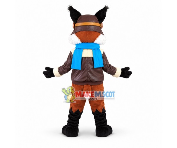 Professional Captain Fox In Leather Jacket Mascot Costume