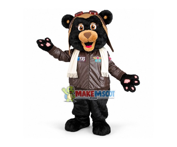 Pilot Bear At The Airport Mascot Costume Pilot Bear At The Airport Mascot Costume