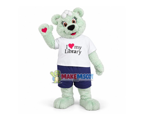 Quiet Furry Bear of Library Mascot Costume Quiet Furry Bear of Library Mascot Costume