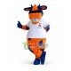 Elated Orange Cow Mascot Costume For Bank Elated Orange Cow Mascot Costume For Bank
