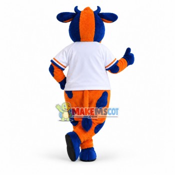 Elated Orange Cow Mascot Costume For Bank Elated Orange Cow Mascot Costume For Bank