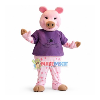 Tutor Pink Pig Mascot Costume For Money Management Tutor Pink Pig Mascot Costume For Money Management
