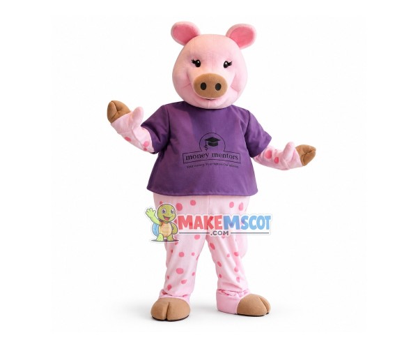 Tutor Pink Pig Mascot Costume For Money Management Tutor Pink Pig Mascot Costume For Money Management