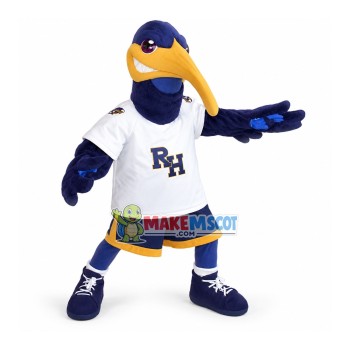 Defensive Sport Blue Whimbrel Mascot Costume Defensive Sport Blue Whimbrel Mascot Costume