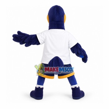 Defensive Sport Blue Whimbrel Mascot Costume Defensive Sport Blue Whimbrel Mascot Costume