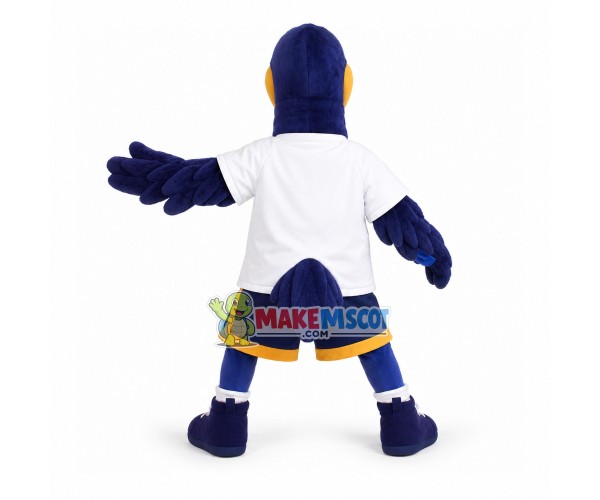 Defensive Sport Blue Whimbrel Mascot Costume Defensive Sport Blue Whimbrel Mascot Costume