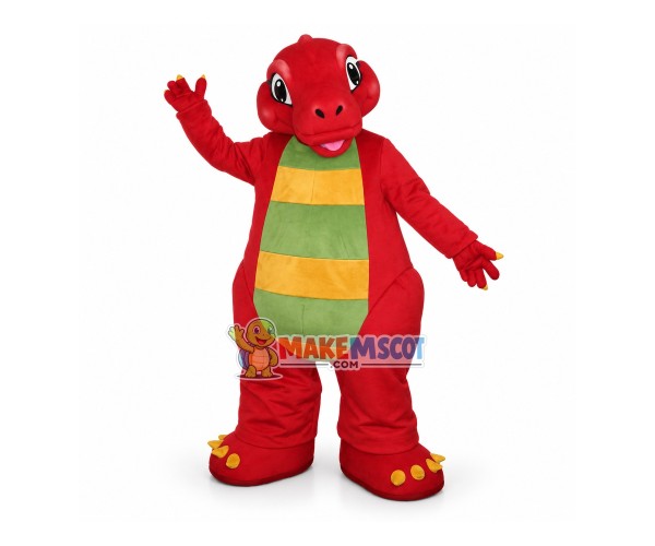 Playing Huge Red Dinosaur Mascot Costume Playing Huge Red Dinosaur Mascot Costume