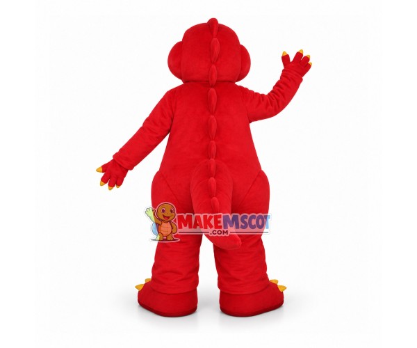 Playing Huge Red Dinosaur Mascot Costume Playing Huge Red Dinosaur Mascot Costume