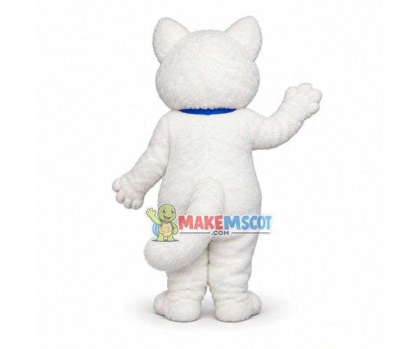 Lovable Cute White Cat Mascot Furry Costume