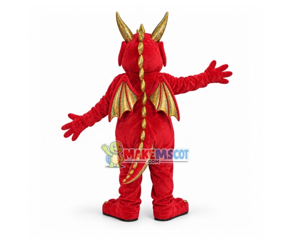 Rare Dragon With Golden Horns Mascot Costume Rare Dragon With Golden Horns Mascot Costume