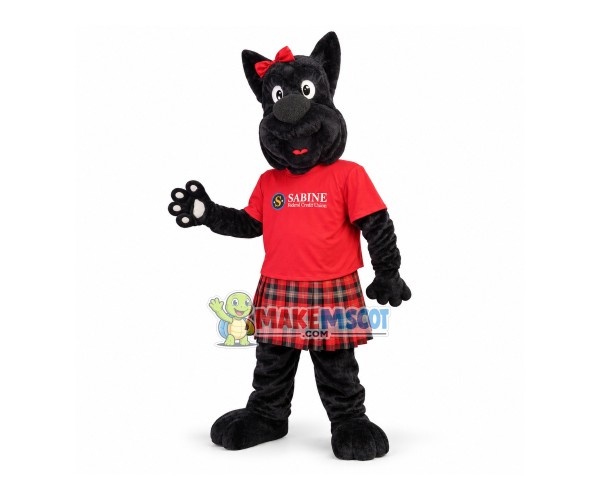 Black Dog In Kilt Mascot Costume For Cooperative Black Dog In Kilt Mascot Costume For Cooperative