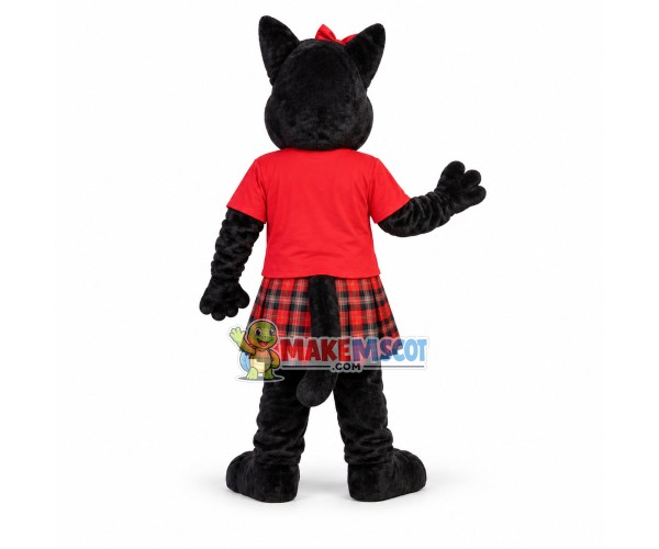 Black Dog In Kilt Mascot Costume For Cooperative Black Dog In Kilt Mascot Costume For Cooperative