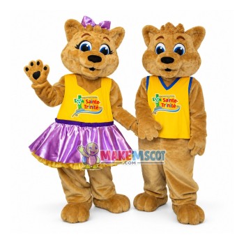Loving Bear Couple Mascot Costume For Church