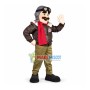 Bomber Pilot In Leather Jacket Mascot Costume