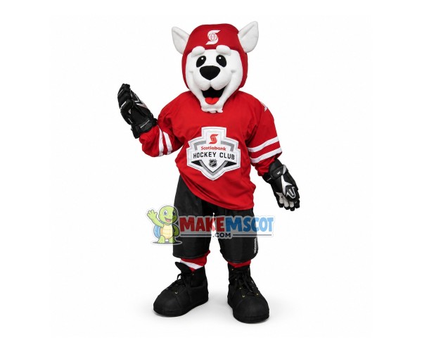 White Dog of The Hockey Club Mascot Costume White Dog of The Hockey Club Mascot Costume