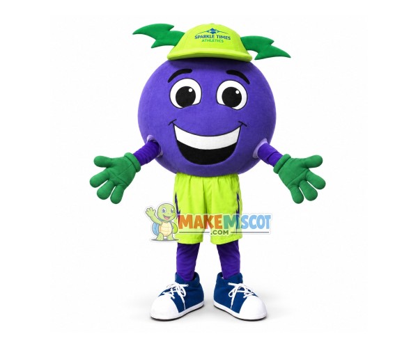 Blue Round Doll With Thunderbolt Hat Mascot Costume Blue Round Doll With Thunderbolt Hat Mascot Costume