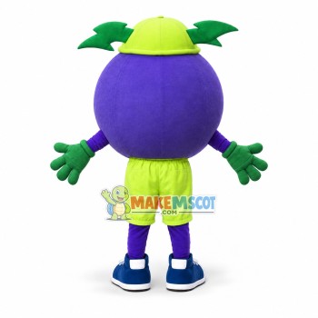 Blue Round Doll With Thunderbolt Hat Mascot Costume