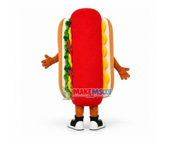 Sausage Hot Dog Full Of Salad Dressing Mascot Costume Sausage Hot Dog Full Of Salad Dressing Mascot Costume