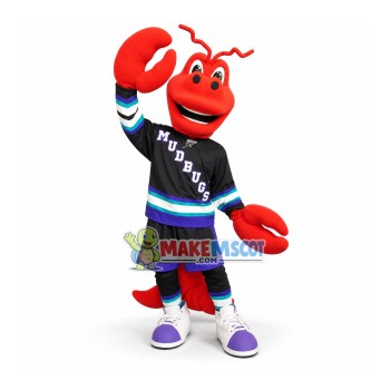 Lobster Brandishing Tongs Mascot Costume Lobster Brandishing Tongs Mascot Costume