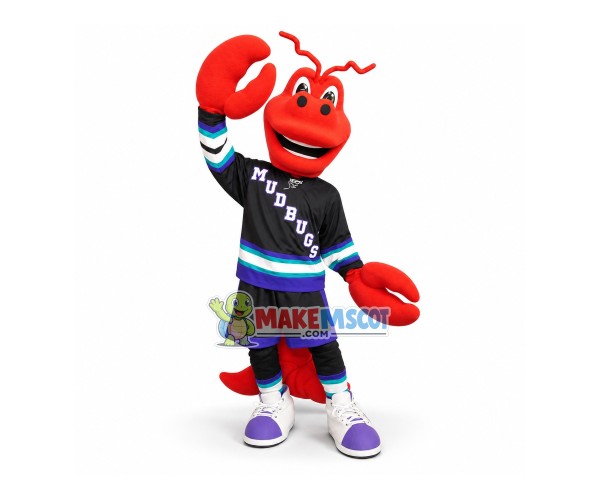 Lobster Brandishing Tongs Mascot Costume Lobster Brandishing Tongs Mascot Costume