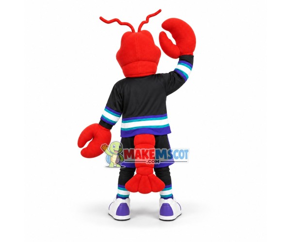 Lobster Brandishing Tongs Mascot Costume Lobster Brandishing Tongs Mascot Costume