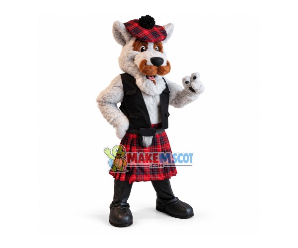 Scotland Muscle Dog Waiter Mascot Costume Scotland Muscle Dog Waiter Mascot Costume